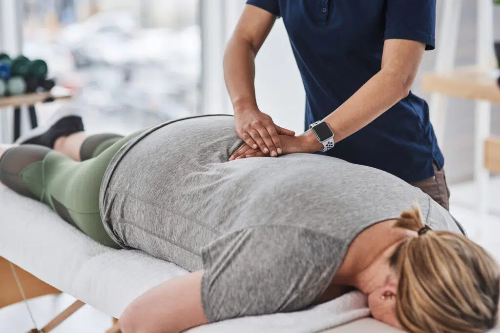 Patient getting a back adjustment