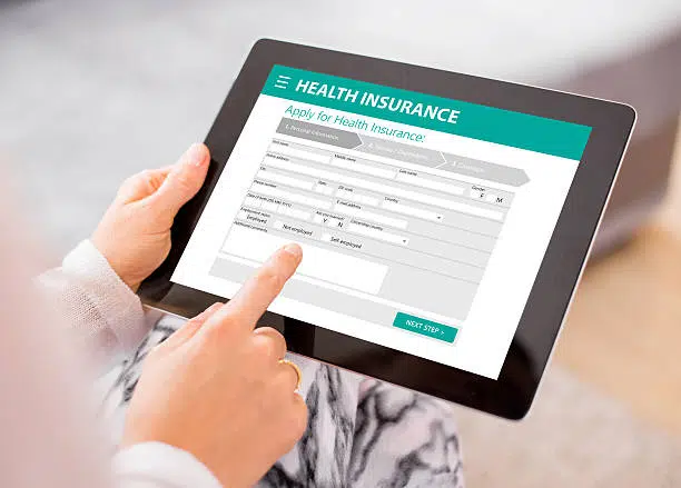 Health insurance application on tablet