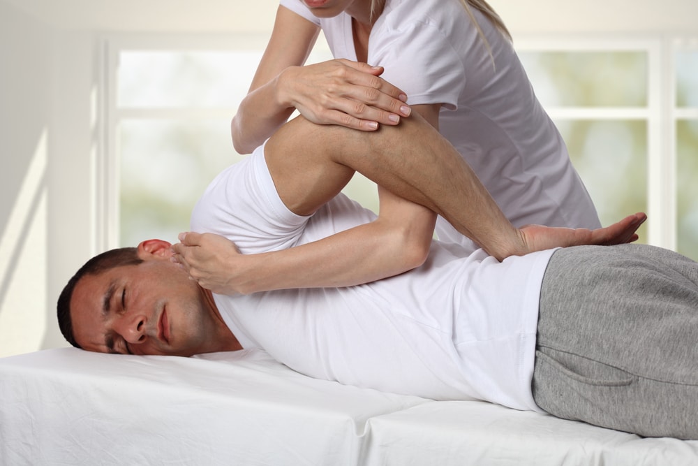 Chiropractic doing some chiropractic adjustment to the patient
