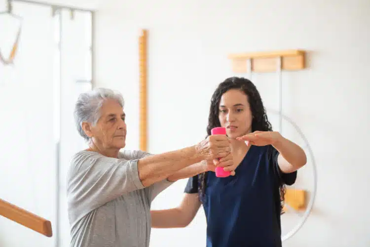 Patients having chiropractic care treatment.