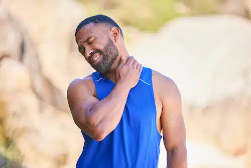 neck pain experienced by male athlete