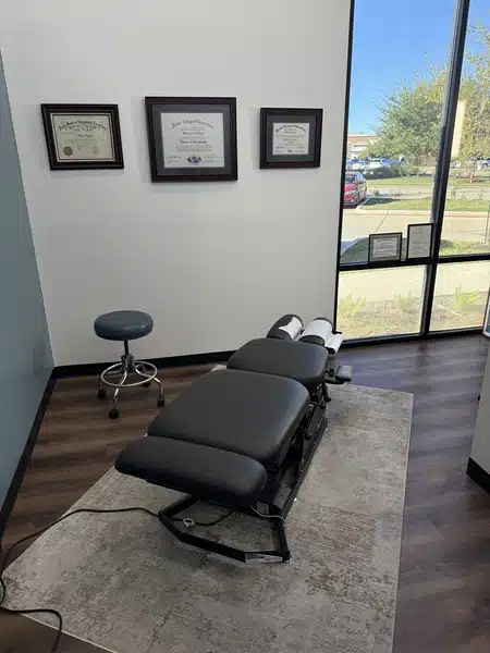 Top portrait view of the adjustment table in Hogan Chiro 2