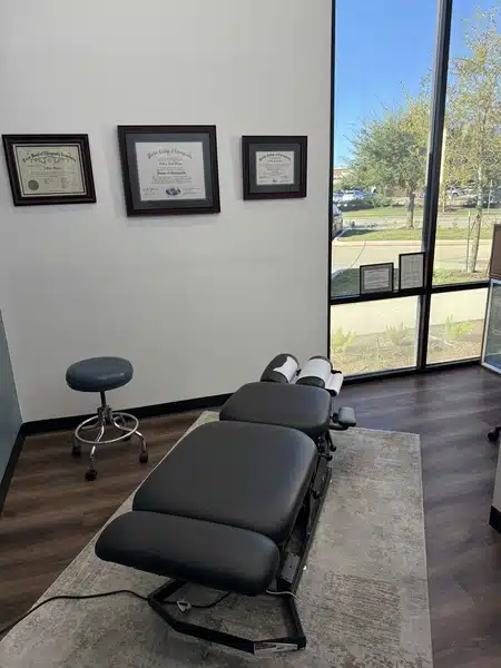 Top portrait view of the adjustment table in Hogan Chiro